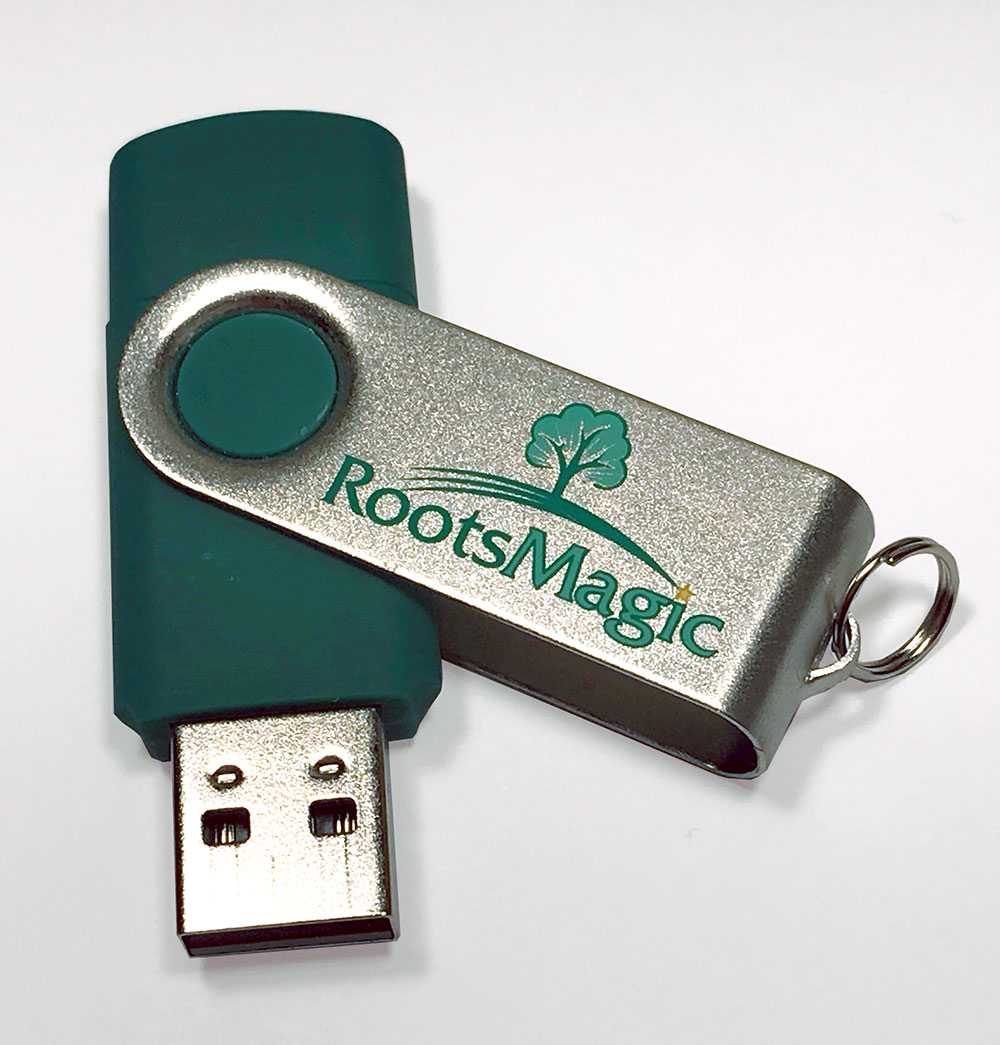 Features the RootsMagic Logo and Colors