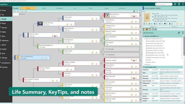 Life Summary Options, KeyTips, and the New Note Editor in RootsMagic 12